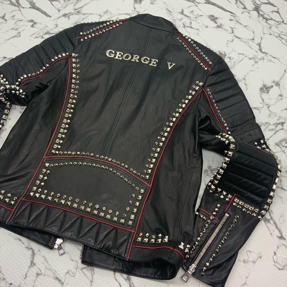 Men's Black Motorcycle Lambskin Genuine Leather Jacket